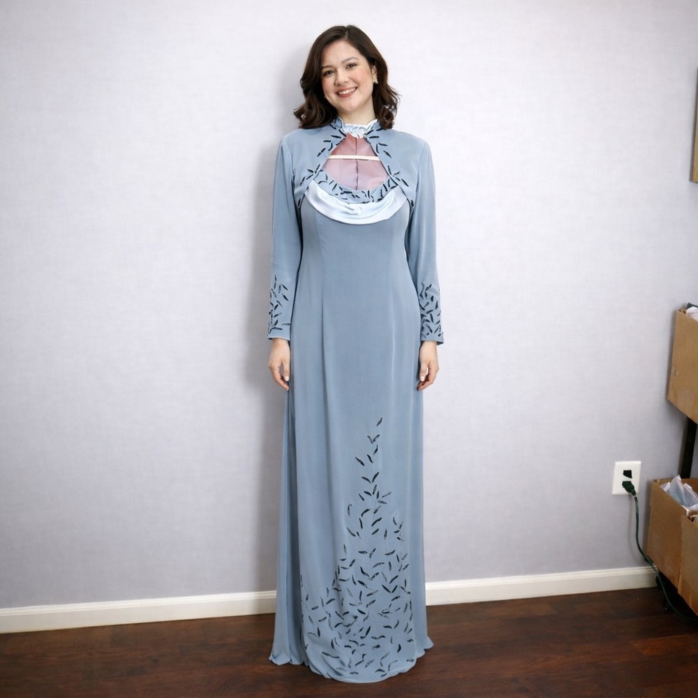 Vintage Lillie Rubin Beaded Gown‎ & Jacket Set Size 12 Evening Formal